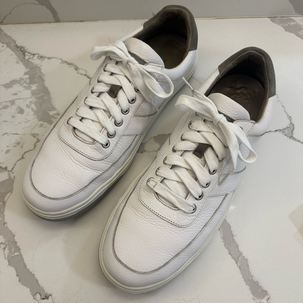 MENS PETER MILLAR VANTAGE WHITE LEATHER SNEAKERS (12)